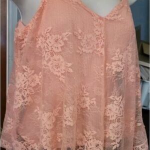BKE Pink Lace Sleeveless Camisole